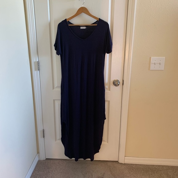 Navy Maxi Dress with Pockets - Picture 1 of 2